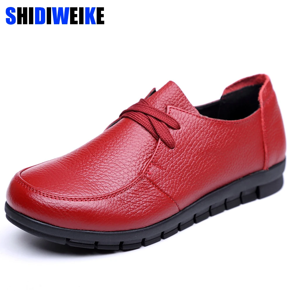 

Women flats genuine leather shoes Spring Autumn fashion casual comfortable women shoes solid lace-up shoes woman ladies shoes