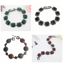 Yunkingdom 12 стиль геометрический модный браслет серебряный цвет браслеты для женщин Модные Винтажные Ювелирные изделия из смолы Браслеты mujer