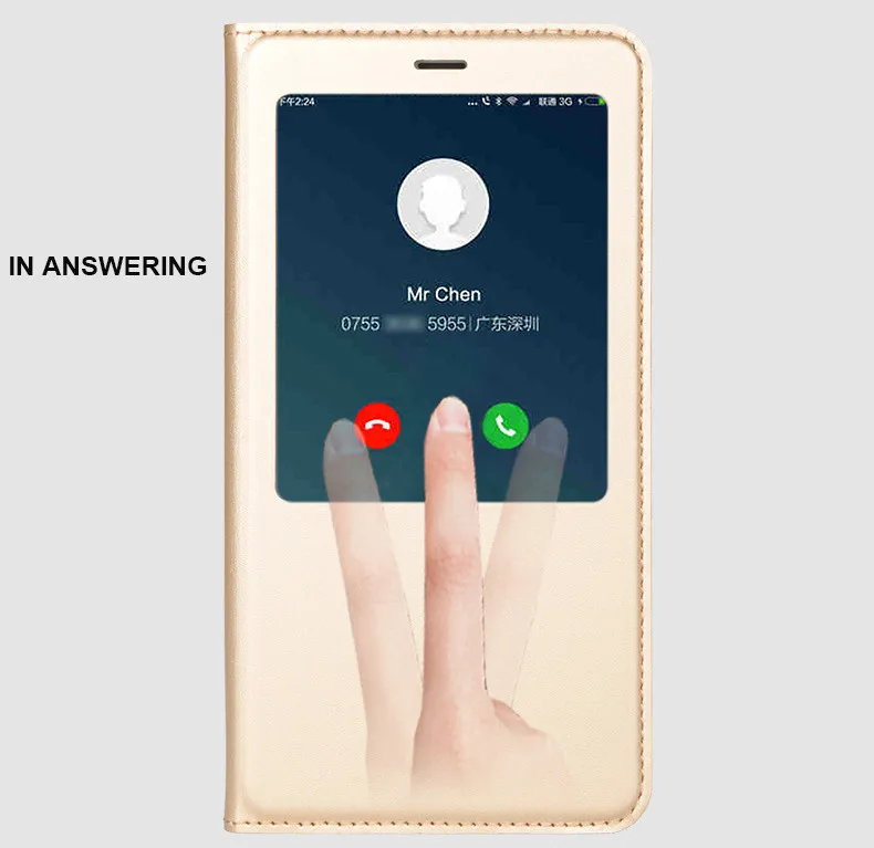 luxury open window leather flip case cover for xiaomi redmi note 4 4x 05
