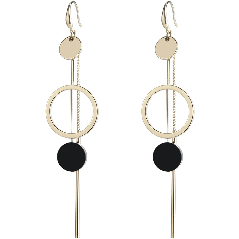 

YANDA Fashion Geometric Tassel Drop Earrings For Women Gold Color Temperament Simple Circle Statement Party Ear Jewelry Gifts