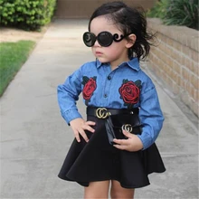 Baby Mädchen Floral Jeans Tops + Tutu Rock 2017 Mode Kinder Kleidung Bebes Herbst Kind Baby Mädchen Kleidung Set Hot neue Mädchen Kleidung