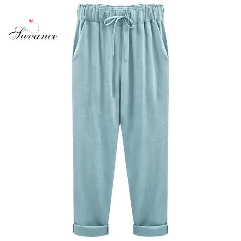 

Suvance Cotton Linen Ankle Length Loose Thin Spring Plus Size M-6xl Women Harem Pants