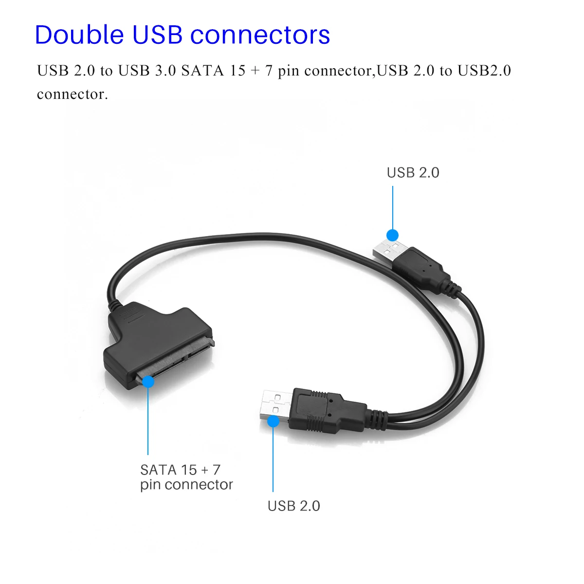 Кабель адаптер двойные USB разъемы для жесткого диска 2 5 дюйма 3 0 SATA к жесткий