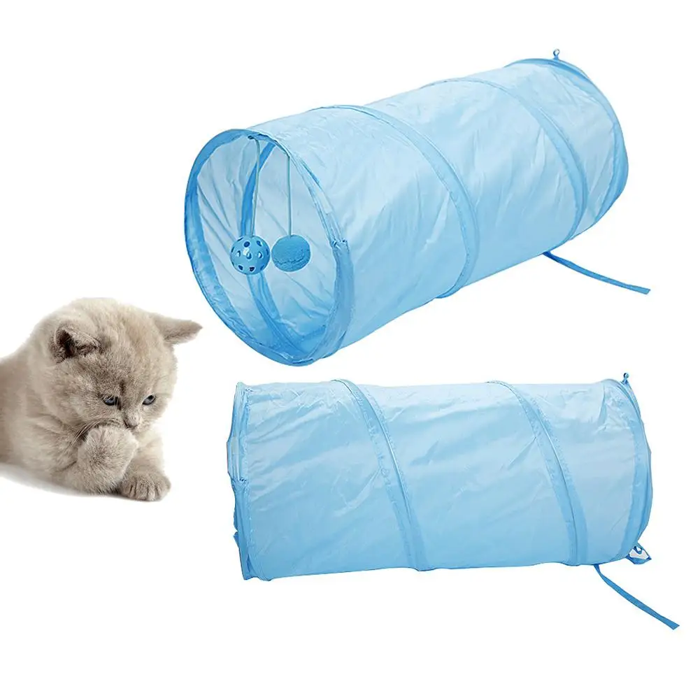 

Pet Soft Cat Kitten Tunnel Toy Tube Hideout Playing Foldable Home Funny Bell