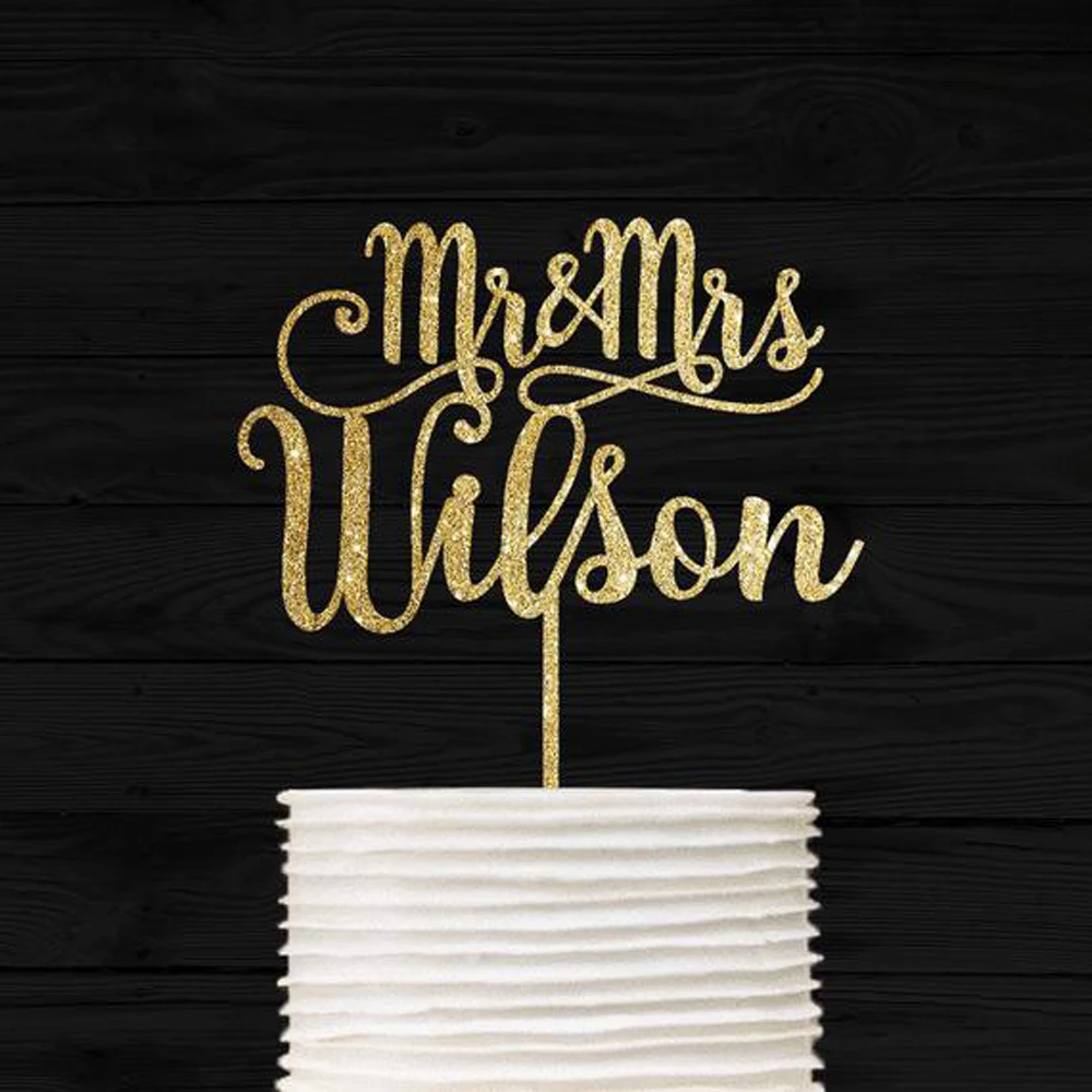 Personalized Wedding Cake Topper, Custom name Cake Topper for Wedding  Engagement , Mr and Mrs cake topper Decoration Supplies