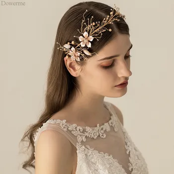 

Gold Flower Women Prom Headpiece Bridal Headband Tiara Vintage Hair Jewelry Wedding Hair Crown