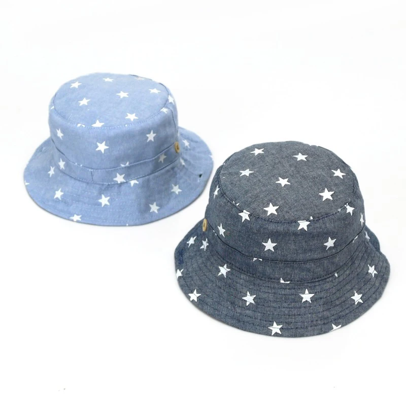 Ideacherry/детская мягкая хлопковая летняя шапка для новорожденных; Панама для новорожденных; Джинсовая хлопковая кепка для малышей; Кепка для мальчиков и девочек со звездами; Солнцезащитная шапка