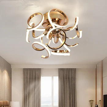 

new brief style LED ceiling Chandelier chrome gold plafonnier led lamp modern living room bedroom lighting diameter 50cm