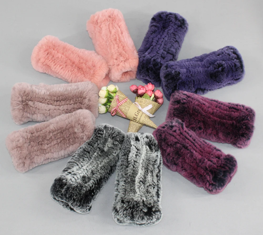 Winter warm real rex rabbit fur gloves knitted fur gloves lovely lady 100%natural genuine rabbit fur gloves Retail wholesale