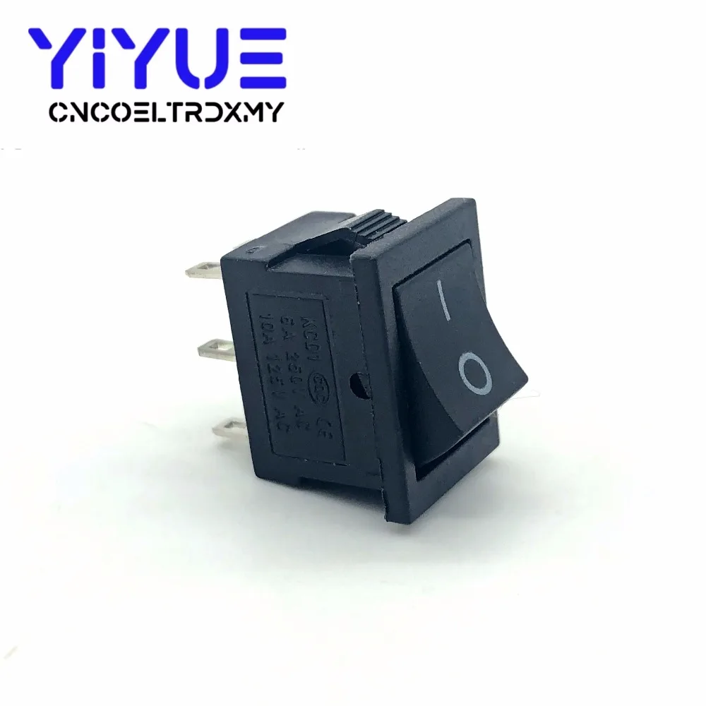 5 шт./лот KCD1 черный два положения тумблер микро переключатели 6A/250VAC 10A/125VAC(вкл/выкл) 6Pin кулисный переключатель