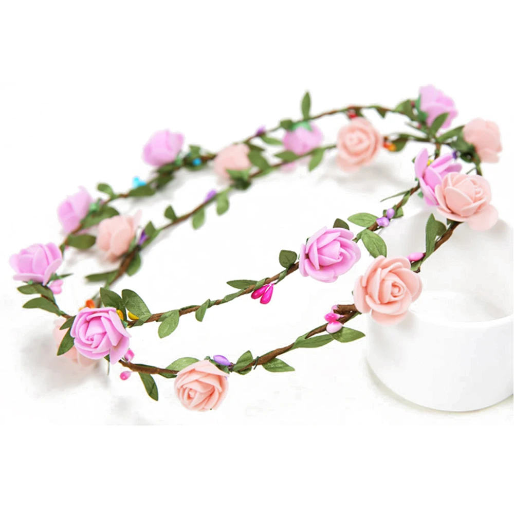 

spring tour girls Floral Flower Head Wreath Flower Crown Hair Wreaths Headband For Girls Wedding Party Photography