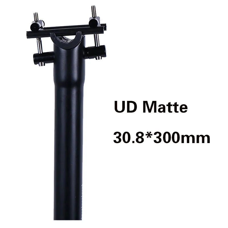 Труба из углеродистого волокна 3K карбоновый Подседельный штырь МТБ дорожный велосипед Подседельный штырь UD матовый велосипедное седло пост супер светильник Подседельный штырь для горного велосипеда, 27,2/30,8/31,6x300/350/400 мм - Цвет: UDMatte 300 30.8mm