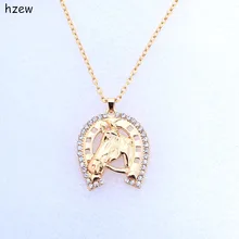 Hzew, модная Хрустальная подкова, ожерелье, лошадь, Брендовое ожерелье, женская мода, ювелирное изделие, подарок, ожерелье с кулоном