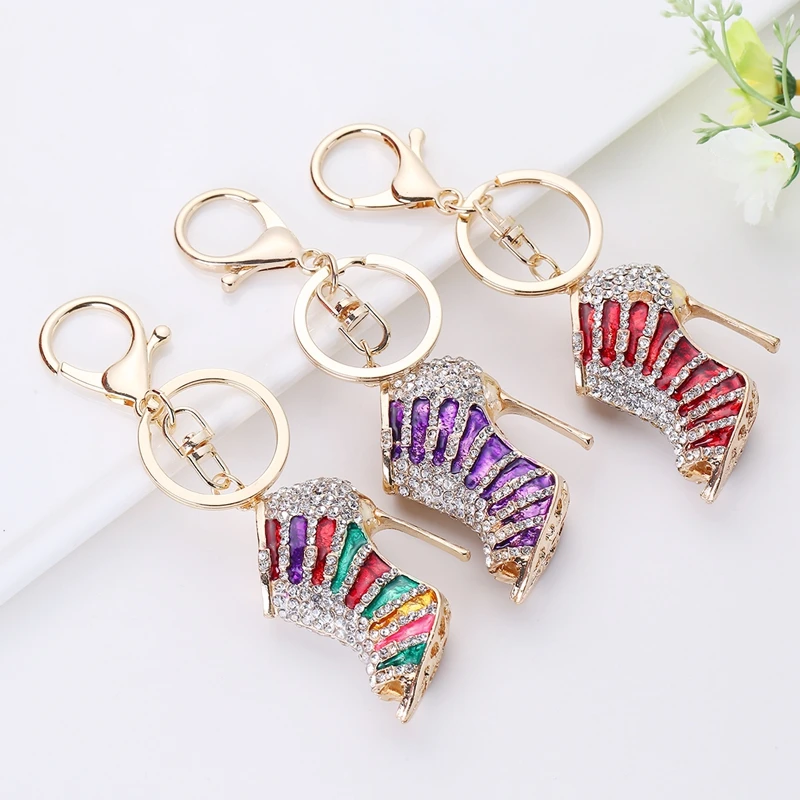 

Fashion High Heel Shoes Pendant Keychain Rhinestone Keyring Key Holder Decor