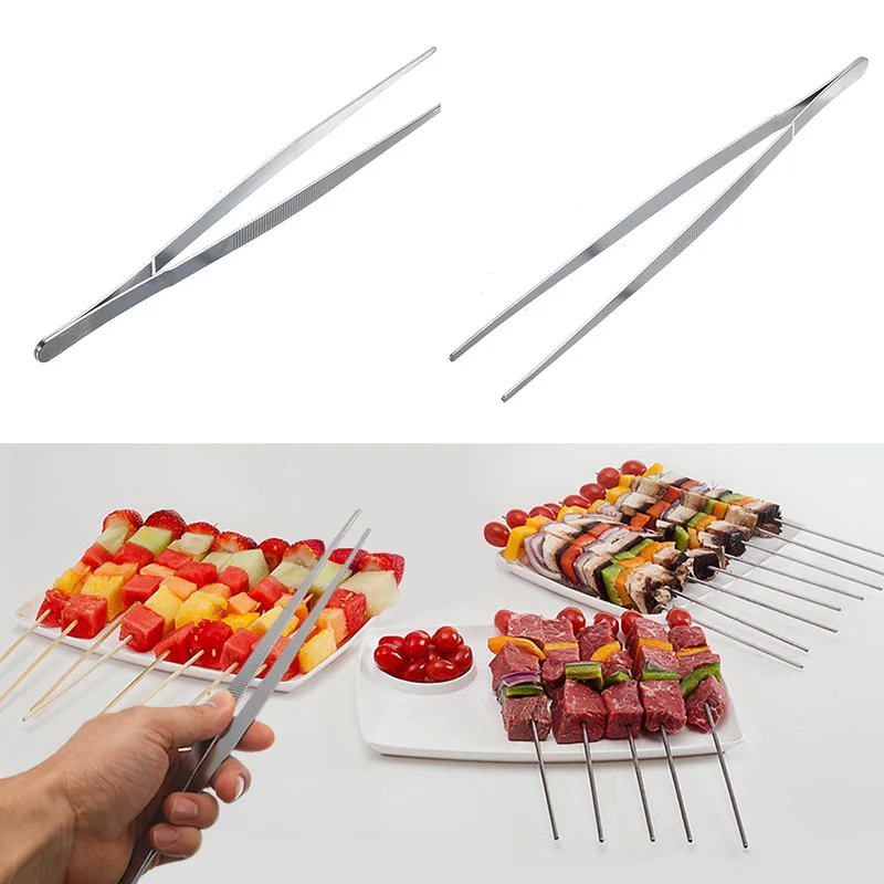 

1pc Stainless Steel 30cm Barbecue Tweezers Tongs Kitchen Food Churrasco Tweezer Cooking Utensils Gadgets BBQ Food Clip Accessory