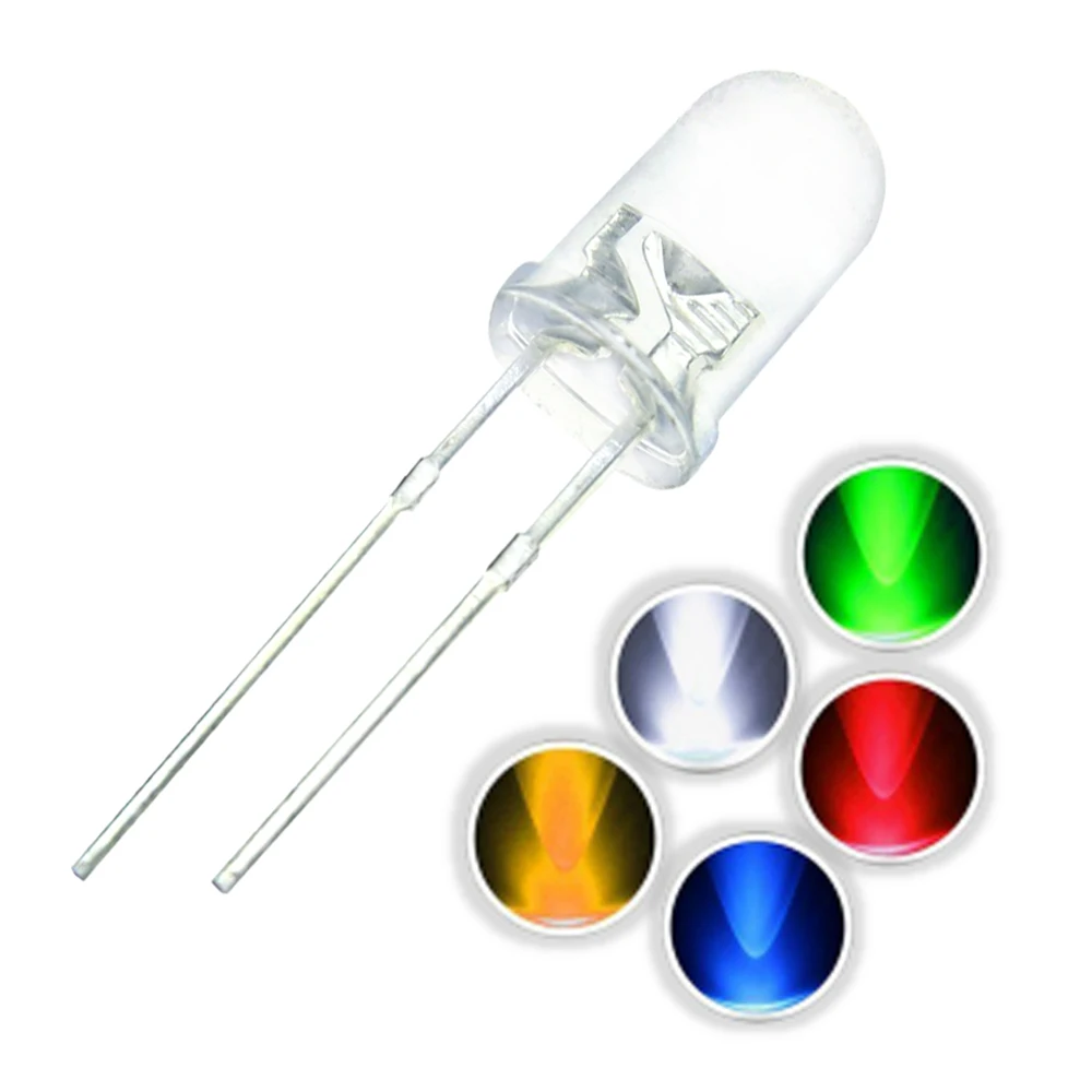 

100pcs/lot 5 Colors F5 5MM Round LED Assortment Kit Ultra Bright Water Clear Green/Yellow/Blue/White/Red Light Emitting Diode