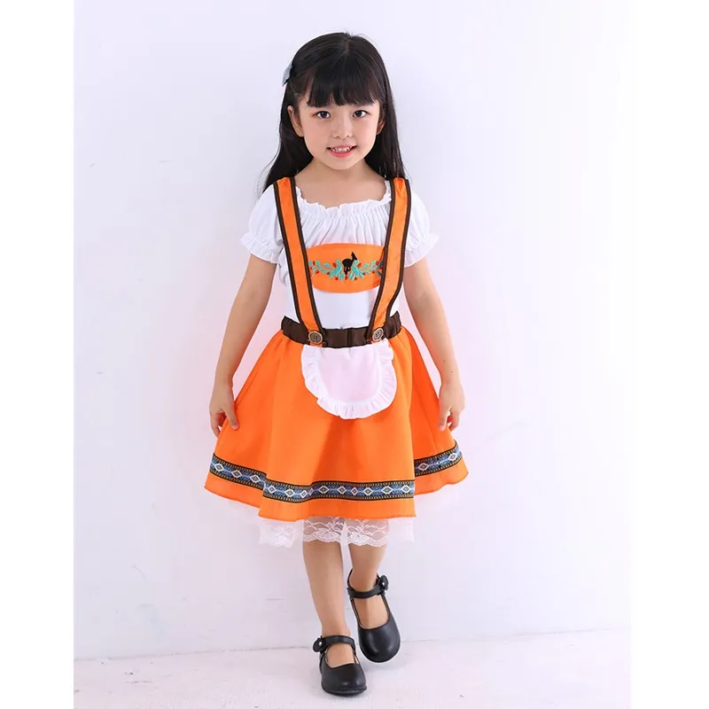 Германия Октоберфест оранжевый пивной костюм на подтяжках Bavarian семья родитель-ребенок Cospaly платье - Цвет: Girl