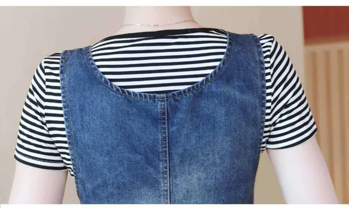 New Fashion Denim Jumper Dress Mid-Long Sleeve Dress Denim skirt