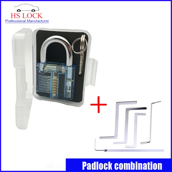 

Blue Transparent Visible Pick Cutaway Practice Padlock Lock With 5Pcs Used Locksmith Tools tension tools