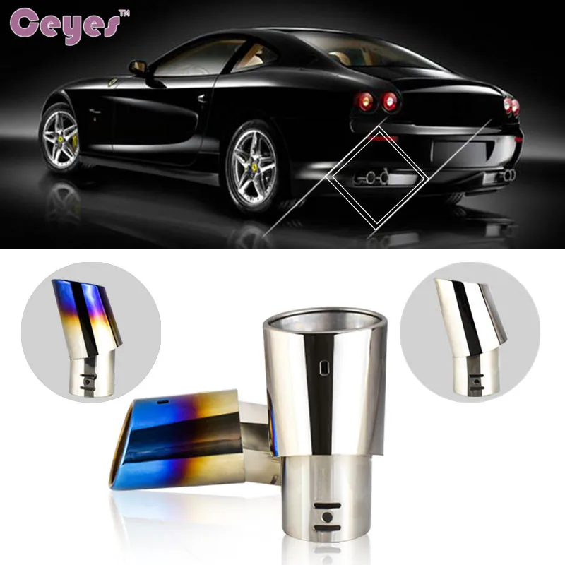 

Ceyes Car Styling Auto Round Exhaust Muffler Tip Chrome Trim Modified Car-Styling Car Rear Tail Throat Liner Exhause Dual Pipe