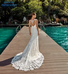 Облака впечатление романтический сексуальный русалка свадебное платье 2019 милое, с бусинами невесты Vestige De Noiva