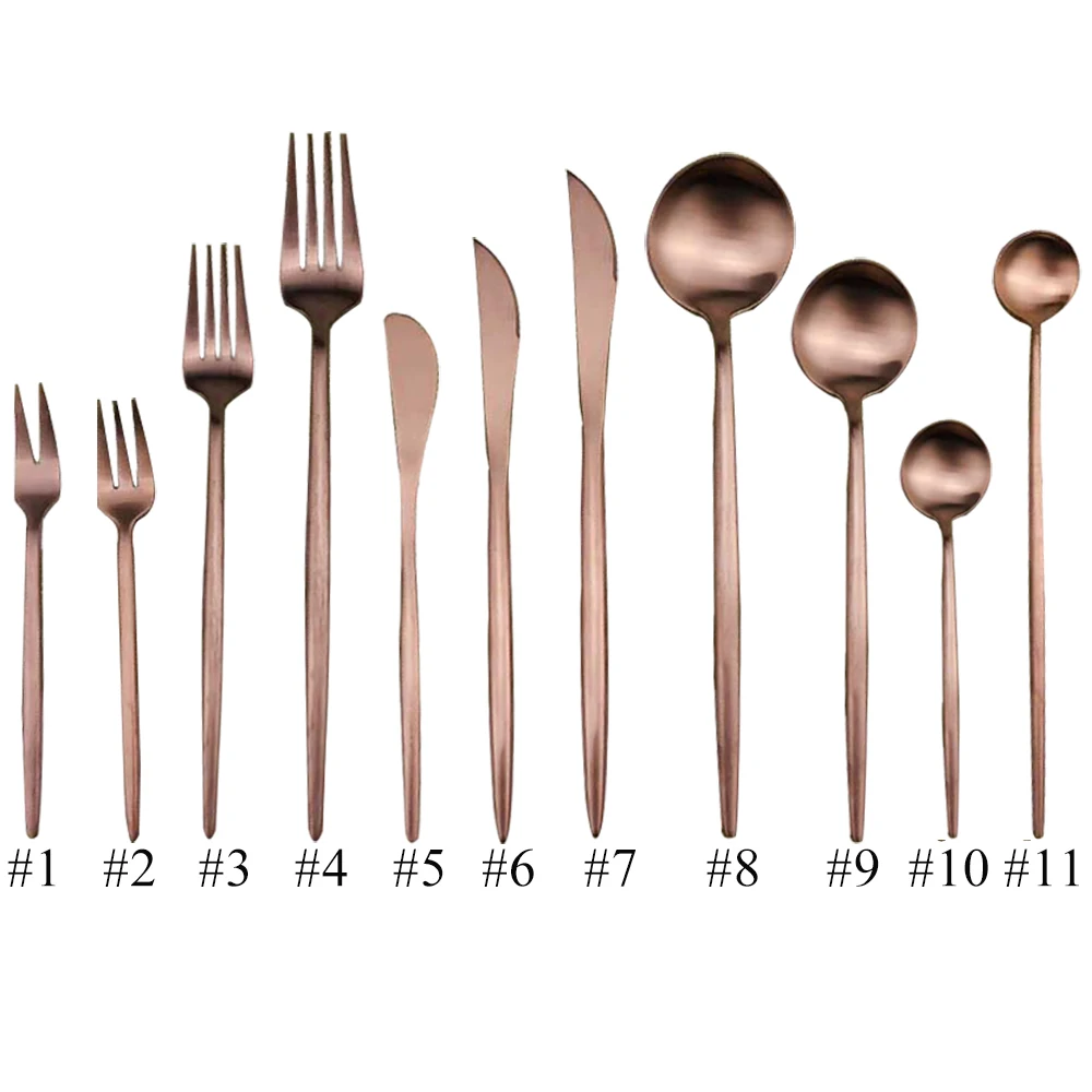 1Piece Rose Gold 18/10 Stainless Steel Dinnerware Set Tea Dinner Scoops Forks Steak Knives Cutlery Luxury Silverware | Дом и сад