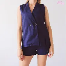 2018 Korean Version Spring Cotton Vest Women Shorts Ladies Two Sets Office Lady Summer Women Suit