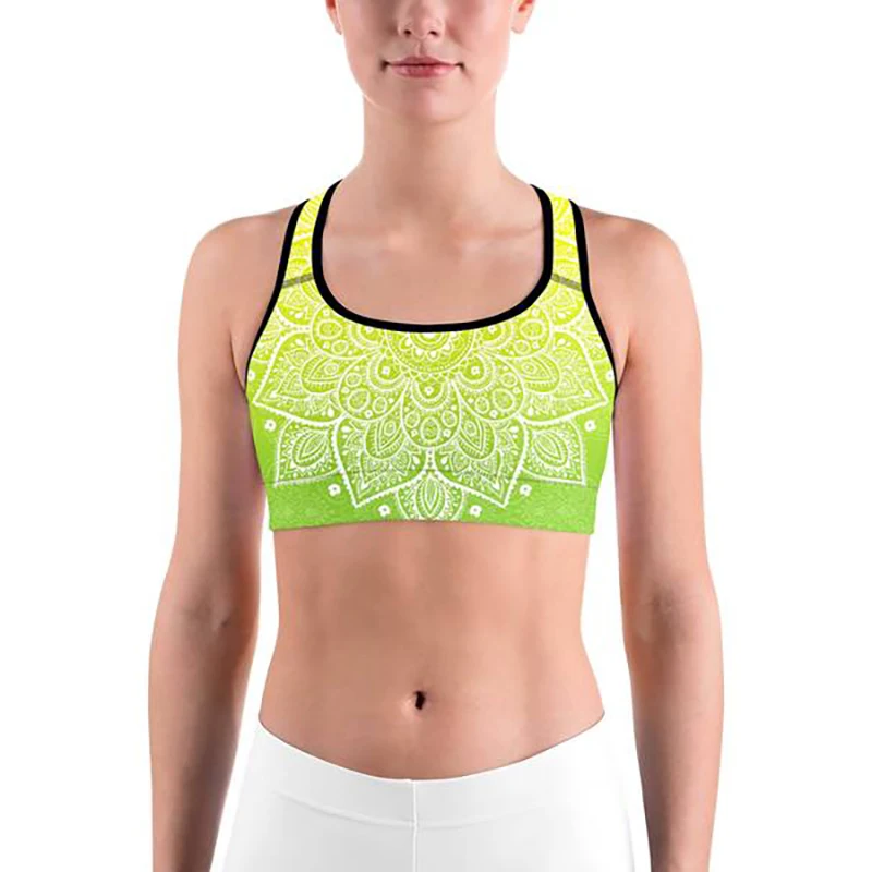 LI-FI Mandala Print Sports Bra High Stretch Breathable Top Fitness Women Padded for Running Yoga Gym Seamless Crop Bra Sport Bra - Цвет: SY14B