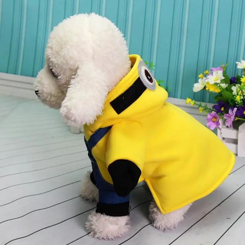 Маленькая собака Кот Косплэй одежда с милыми миньонами из мультфильма с капюшоном костюм для домашних животных Одежда для собак и кошек зима-осень теплое пальто