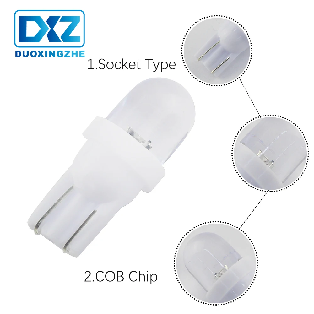 DXZ 1X Автомобильный внутренний светодиодный фонарь T10 194 168 501 W5W COB Silica CANBUS DC12V 1SMD Белый Клин боковой фонарь хвост разрешение на парковку лампы