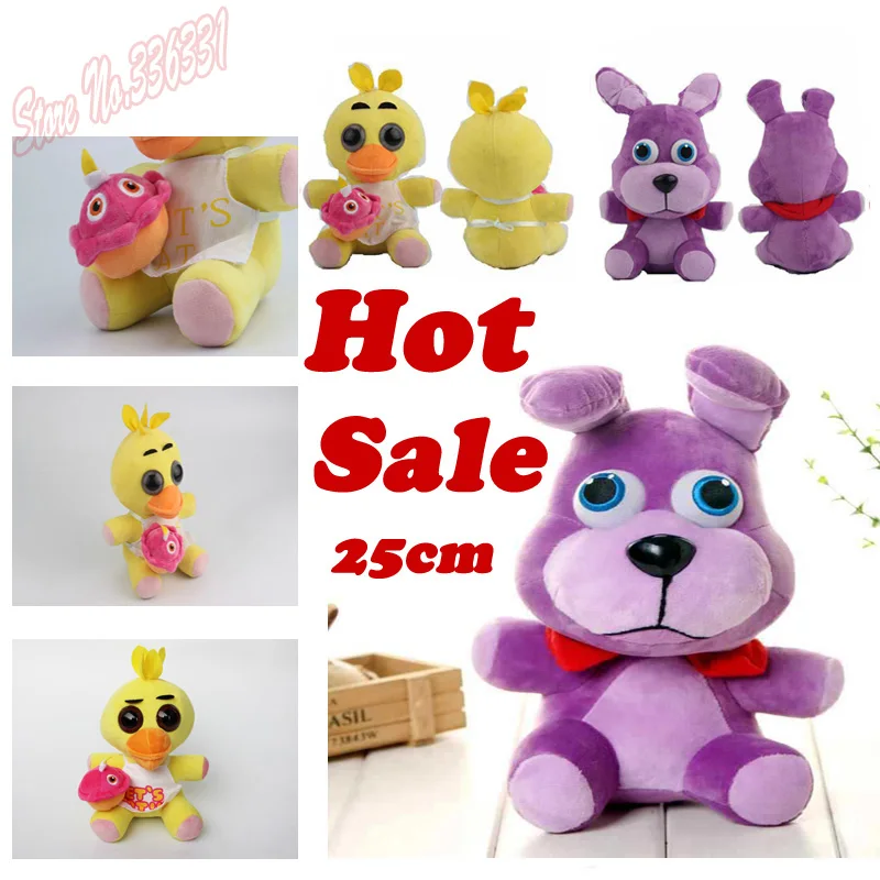 

2016 Hot Sale In Stock Official Five Nights At Freddy's 4 FNAF Bonnie Foxy Freddy Fazbear Bear Plush Toys Doll 10"Free Shipping