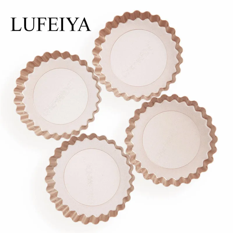 

4PC Mini Non-stick Round tarte Tart 4-inch Quiche baking form tray Pan Removable Bottom Pie Pan Cake tin Mold bakeware