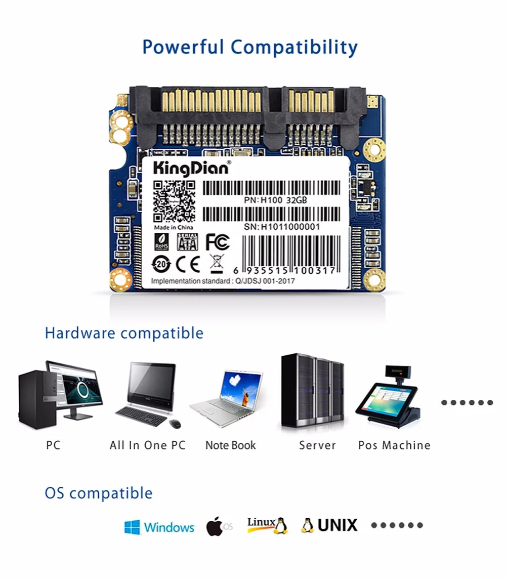 (H100 серии) KingDian SATA SATA2 hfsl модель Половина Тонкий 8 ГБ 16 ГБ 32 ГБ SSD Внутренний твердотельный накопитель диск