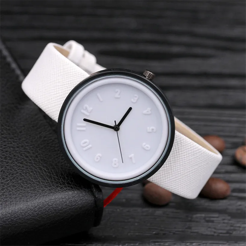 

2017 NEW New Unisex Simple Fashion Number Watches Quartz Canvas Belt PU Wrist Watch relojes mujer wholesale Dec07