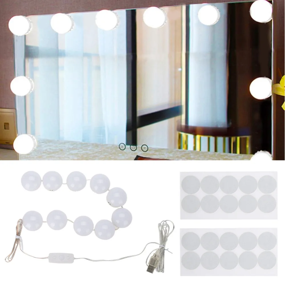 

10 Bulbs LED Makeup Mirror Lights Dimmable Bulb Warm/Cold Tones Dressing Mirror Decorative Light Brightness lights Makeup Bulb
