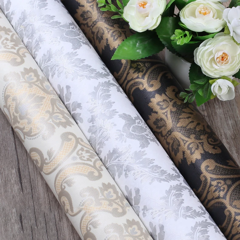 

50M*0.6M High Grade Black Gold Luxury Embossed Texture Metallic 3D Damask wallpaper for wall Roll washable Vinyl PVC Wall Paper