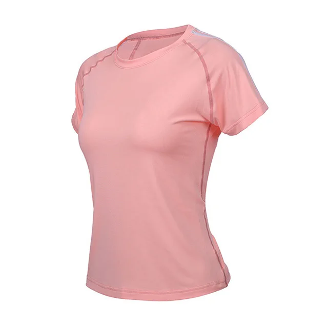 Женский комплект для йоги, гимнастический комплект, женская спортивная одежда, быстросохнущая одежда для фитнеса для женщин, рубашка+ брюки для бега, для тренировок, спортивный костюм размера плюс - Цвет: T-shirt Pink