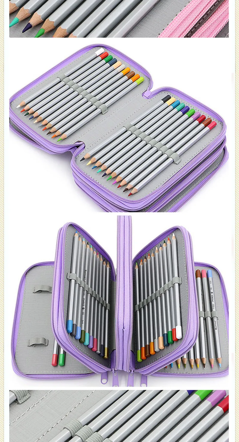 Cute Kawaii Penalties School Pencil Case 36/48/72 Holes Penal Pencilcase 3/4 Layers Multifunction Large Pen Box Stationery Pouch