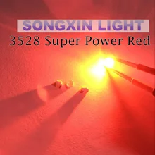 100 шт. 3528 красный монтируемый на поверхности светодиод супер мощность PLCC-4 светодиод Видимый Tot вид 4600-6000mcd 3528 диод с сферической поверхностью