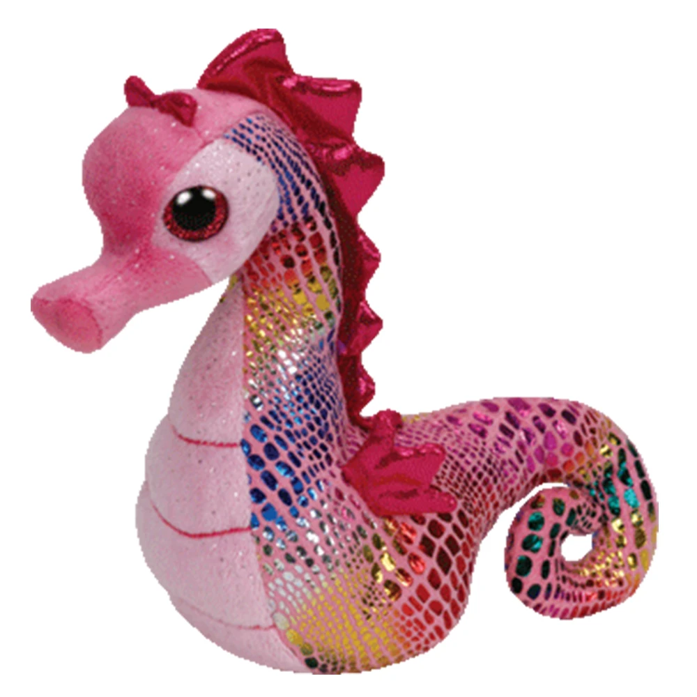 

Pyoopeo Ty Beanie Babies 6" 15cm Majestic the Pink Seahorse Plush Regular Soft Stuffed Animal Collection Doll Toy with Heart Tag
