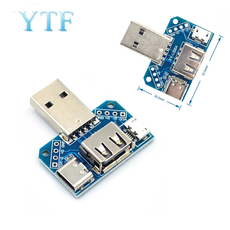 

USB adapter board male to female micro Type-C 4P 2.54mm inline USB4