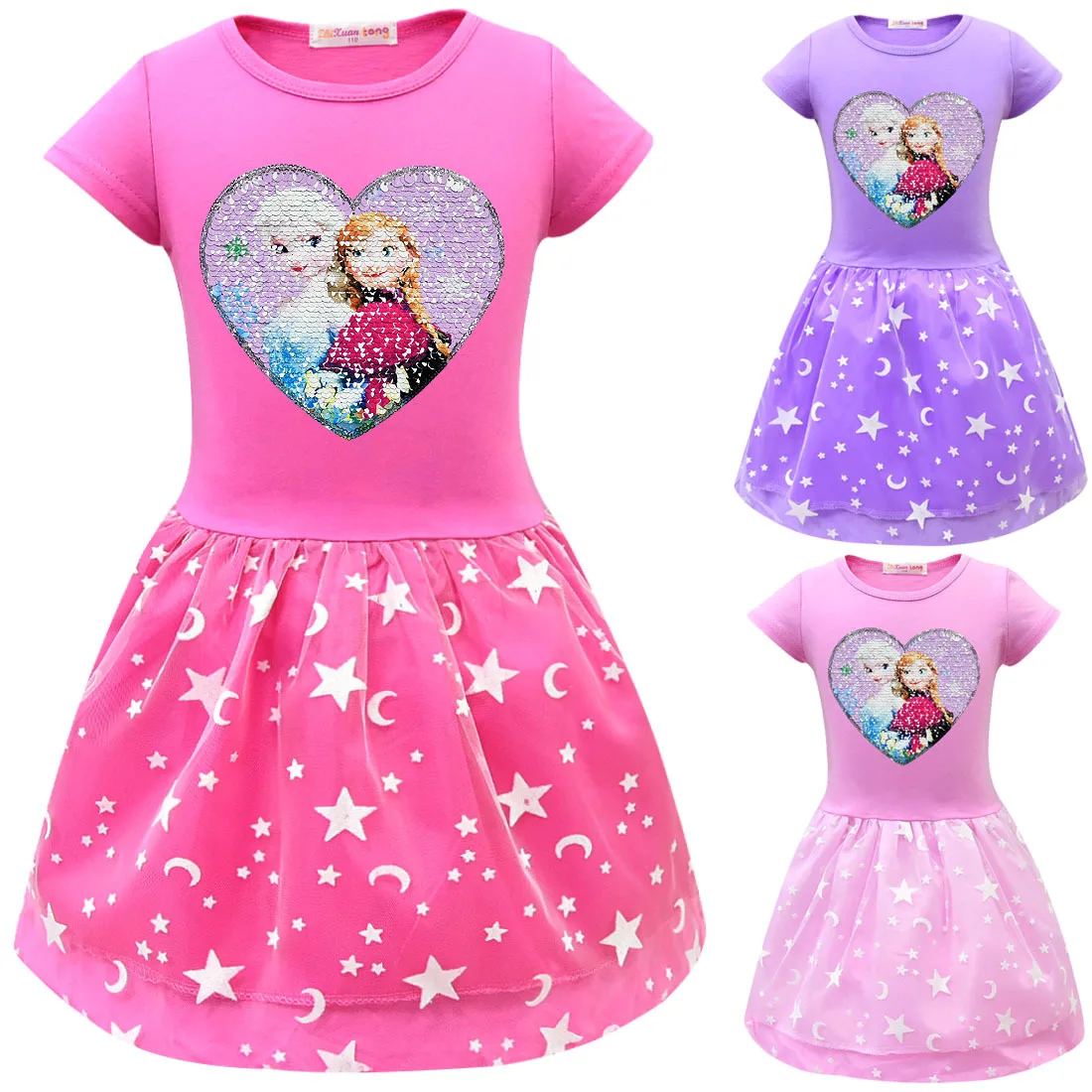

Disney princess Summer girl dresses elsa cotton mesh dress dress children's clothing girl queen clothes cute