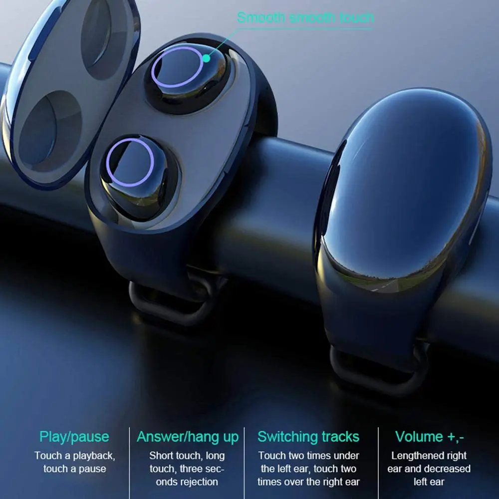 Wireless TWS Earphones HM50 Smart Bracelet Headset Waterproof BT5.0 True Stereo Bluetooth Earbuds For All Phones Touch Control