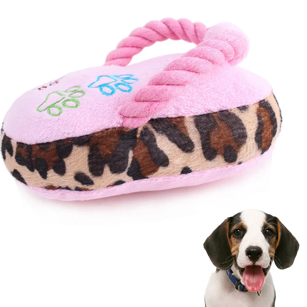 

Dog Puppy Chew Toy Squeaky Plush Sound Cute Soft Plush Slipper Design Toys Traning Fun Playing Green Rope Ball Toy For