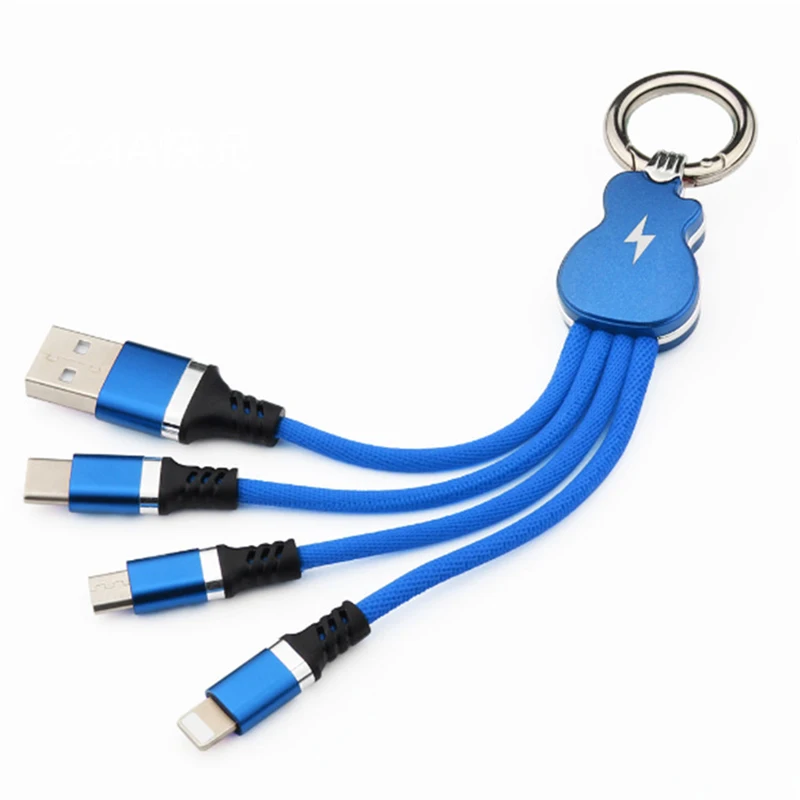 Для usb type C кабели для мобильных телефонов высококачественный usb-кабель для зарядки зарядное устройство 3 в 1 кабель Micro USB поддержка быстрой зарядки - Цвет: Синий