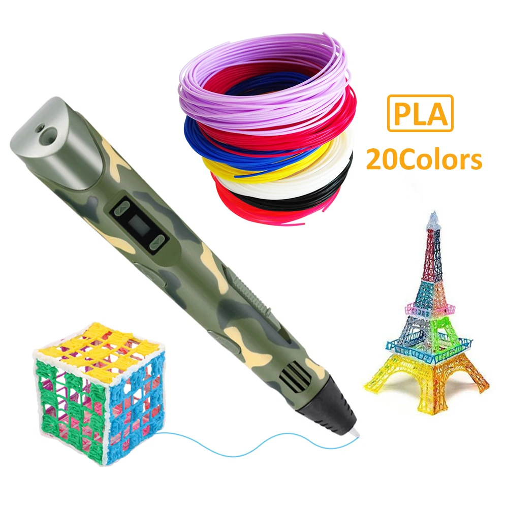 

USB 3D Pen Plastic For 3D Pen 200 Meters 20 Colors 1.75MM PLA Filament Threads Kids Plastic Printer Materials Drawing Toys Gifts