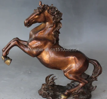 

12" Chinese Bronze Gilt Fengshui Zodiac Year War Horse Animal Success Statue