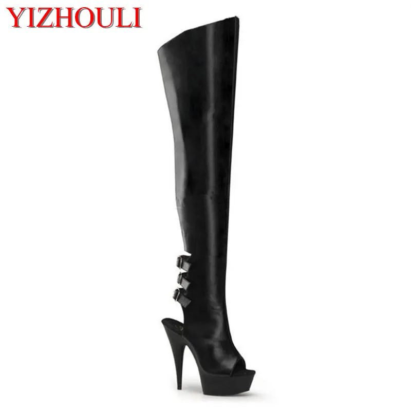 Doux Sexy À Cuisse Et Bottes Cuir Cm haute Mode Ultra Hauteur 15 Hauts Longues Genou De Femmes Pu haute Talons Du En Noir FKJlcuT135