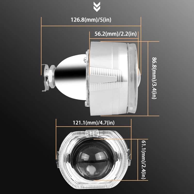 Racbox 2,5 дюймов HID Биксеноновая линза для проектора серебристого цвета с белыми ангельскими глазками H4 H7 адаптер для H1 Модифицированная Автомобильная фара