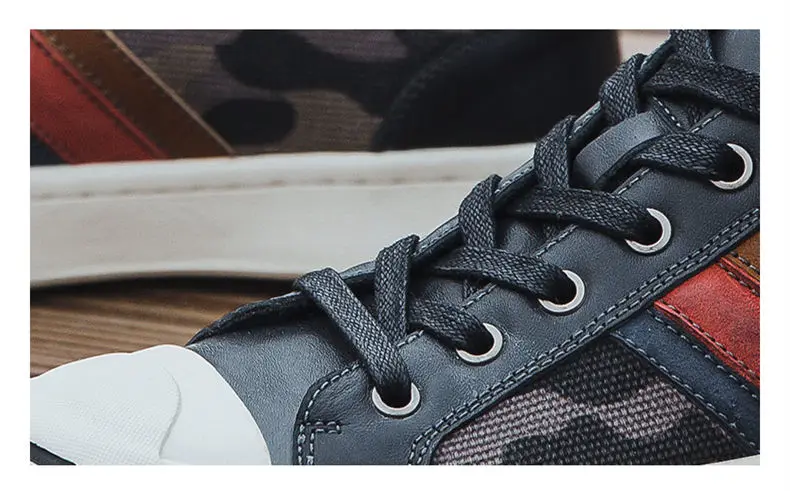 SERENE Brand 2018 Fashion Mens Shoes Fabric Mesh Leather Canvas Casual Sneakers Rubber Footwear High Top Lace-Up Black Shoe Men (3)